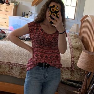 Cute tribal print sheer sleeveless top